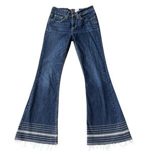 Cruel Girl Hannah Women 26L Denim Super Flare Dark Stonewash Embroidered Cowgirl